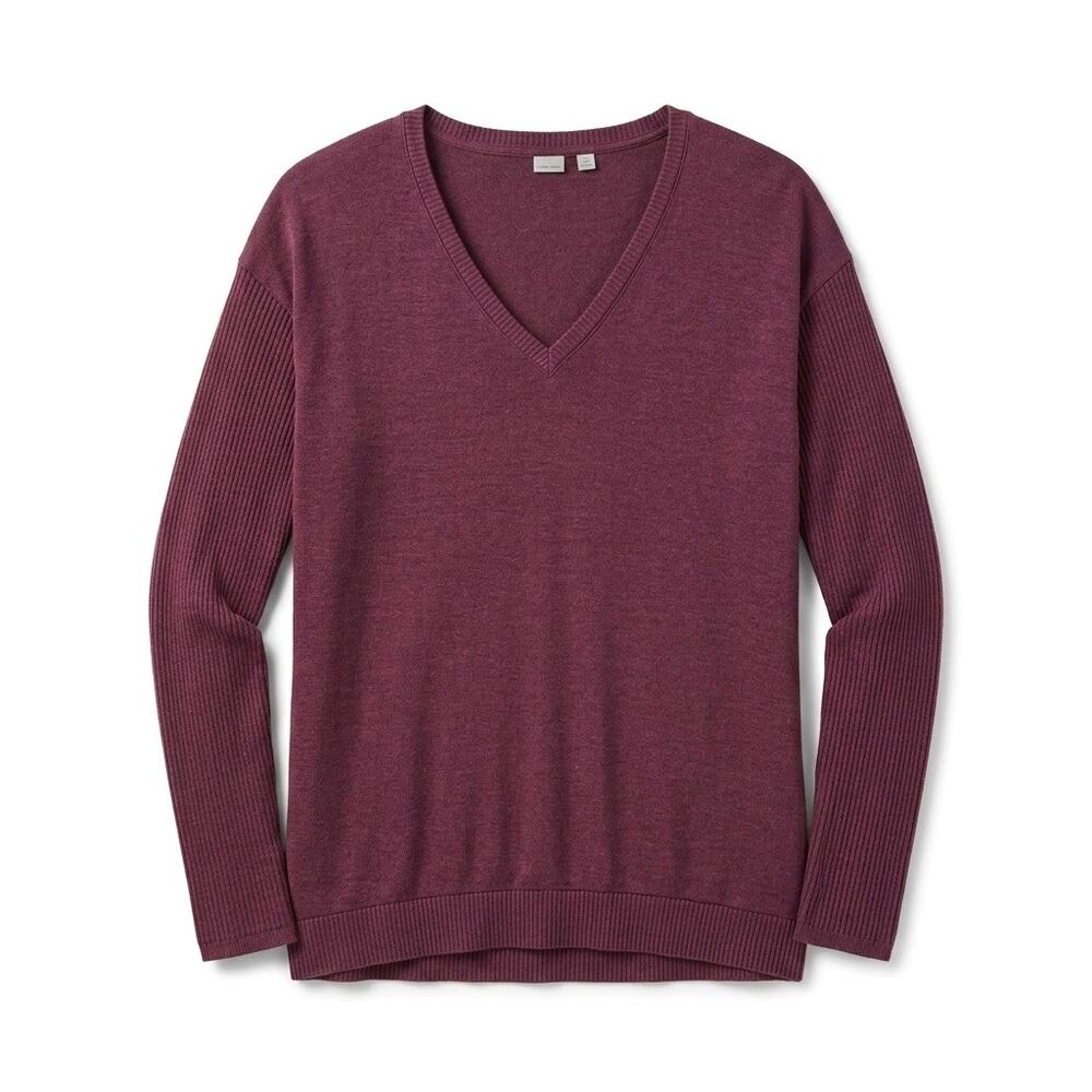 GAP Stretchy Softspun V Neck Sweater Vamp Burgundy Relaxed Fit Casual Womens XS